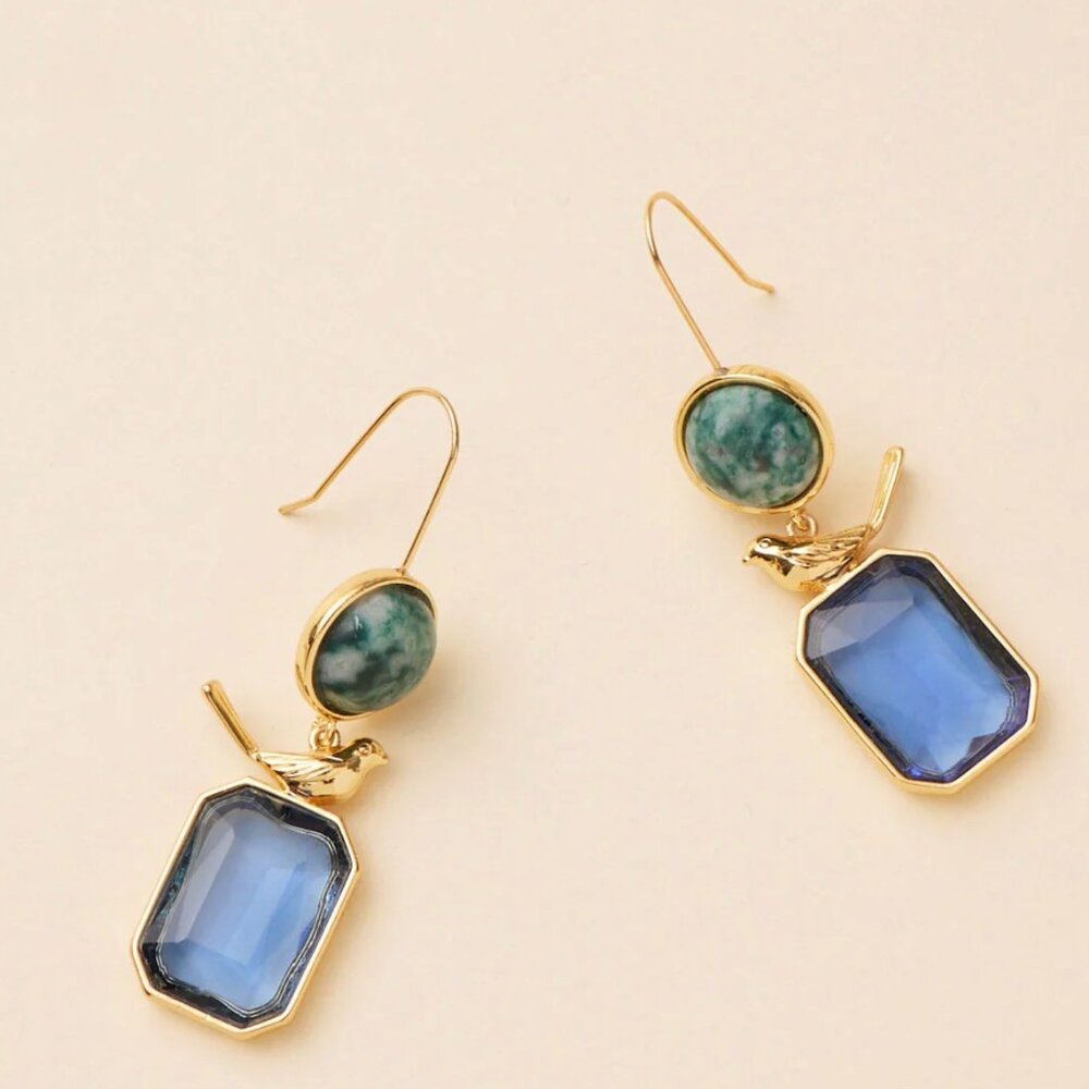 BRAND NEW Mignonne Gavigan Leonie Drop Earrings Blue Green